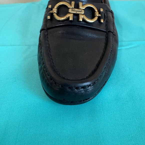 Salvatore Ferragamo Black Leather Loafers with Gold Accent main image 6